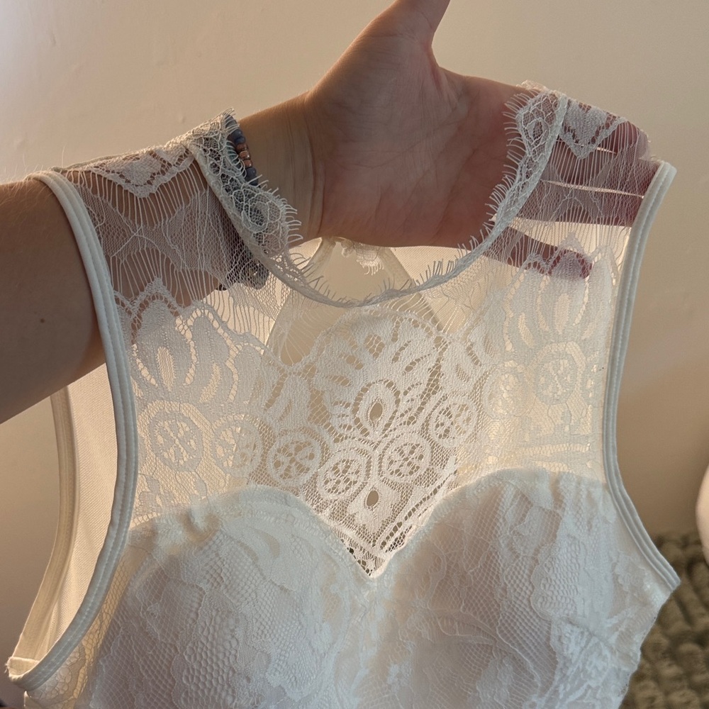 White Lace Bodysuit with built-in padding - Picture 2 of 3